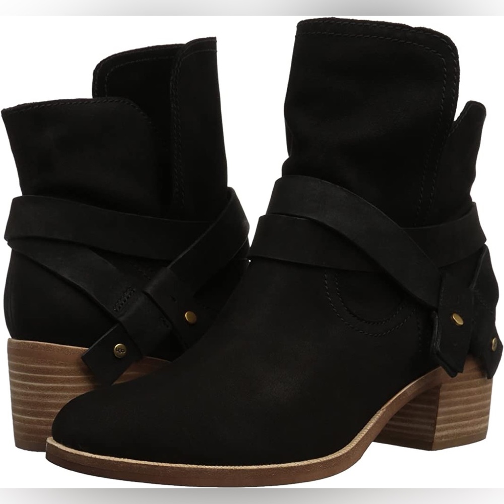 Ugg Elora Fashion Leather Boots for Women Black 8